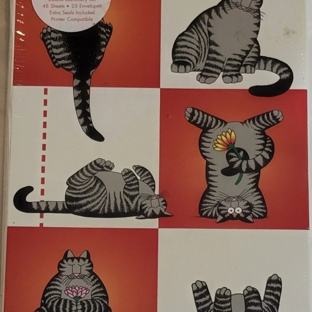 SEALED NEW Vintage 80s Kliban Cats Note Card Stationary Ensemble Set